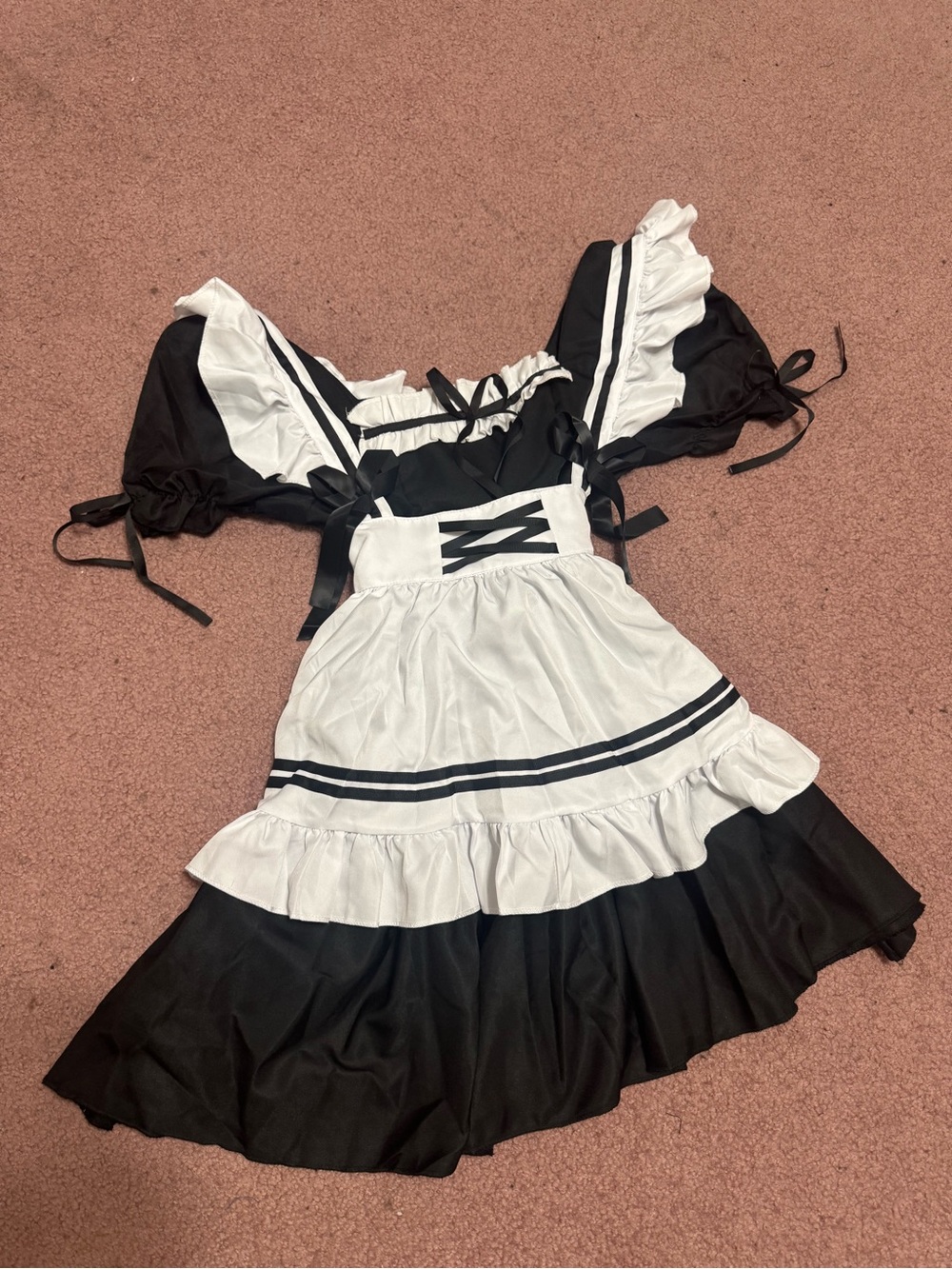New M black maid French costume dress Lolita goth gothic apron festival aprom
